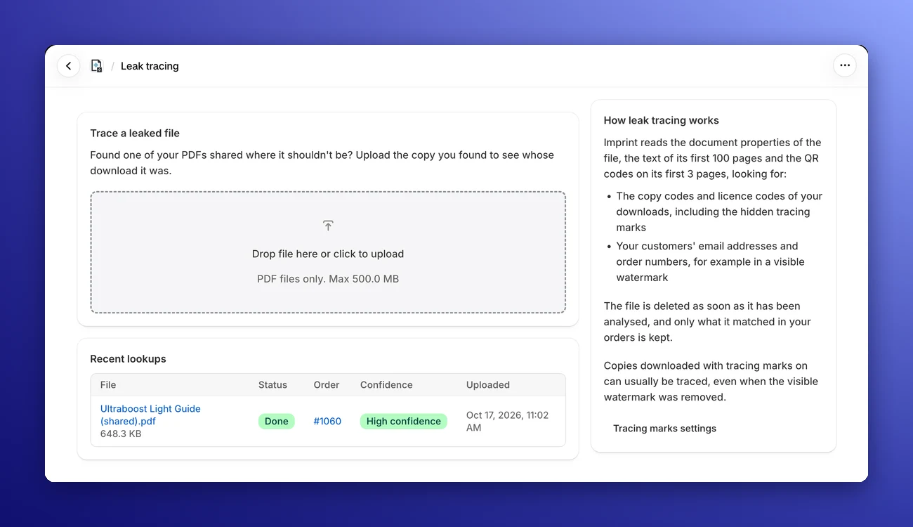 Leak tracing page